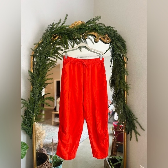 Free people take me with you red orange linen pants medium